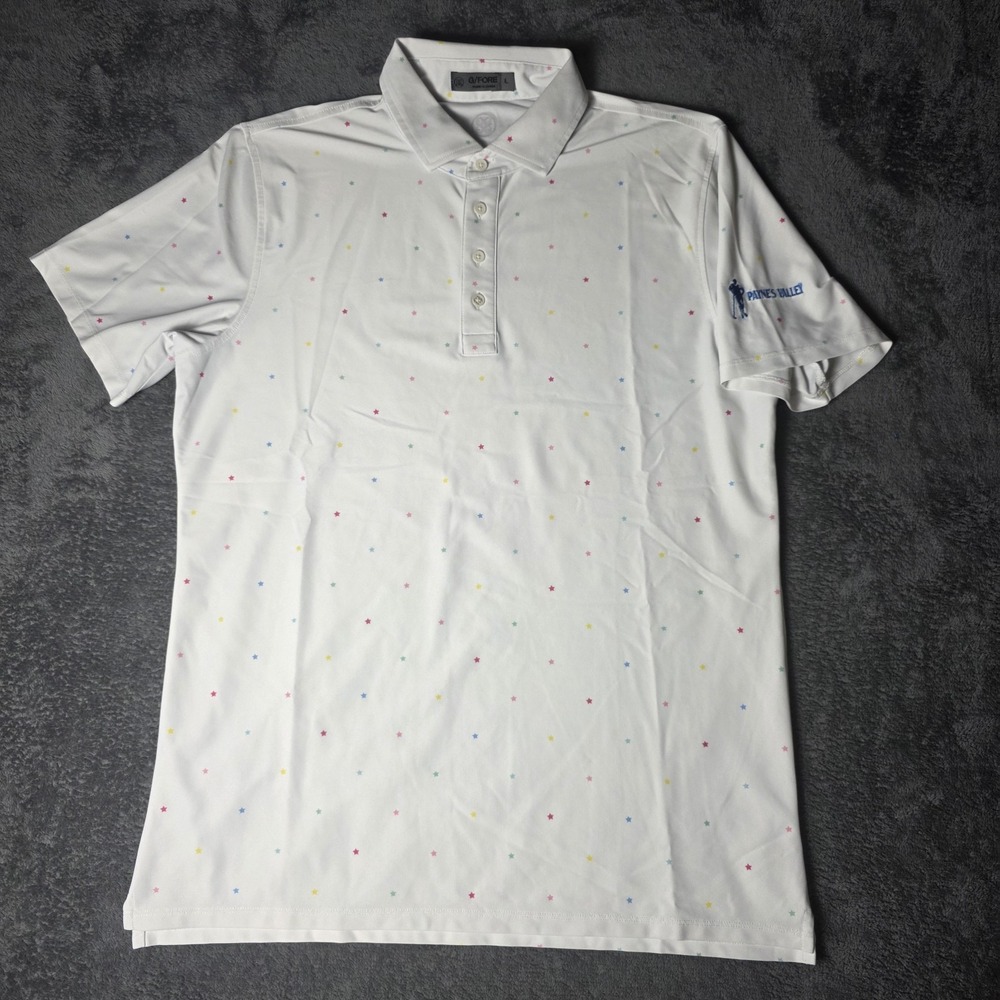 G/Fore Performance Polo Mens L Mini Stars Logo Golf Preppy